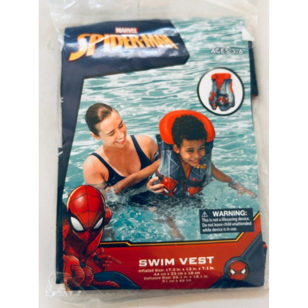 Spider-Man Swim Vest Marvel Spider-Man With Head Rest Ages 3-6 Blue & Red BxRR